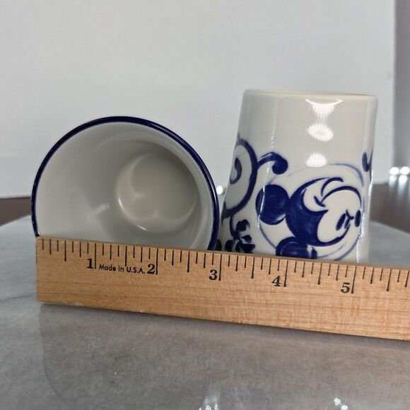 Tokyo Disney Resort Mickey Mouse Blue White Yunomi Tea Cups Pair Made in Japan - Picture 9 of 10